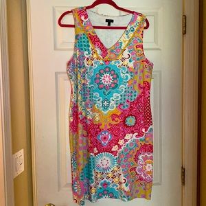 Talbots multi colored, sleeveless cotton dress.